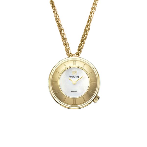 Montre March LA.B Lady Volante Electrique Nacre Sautoir Gold