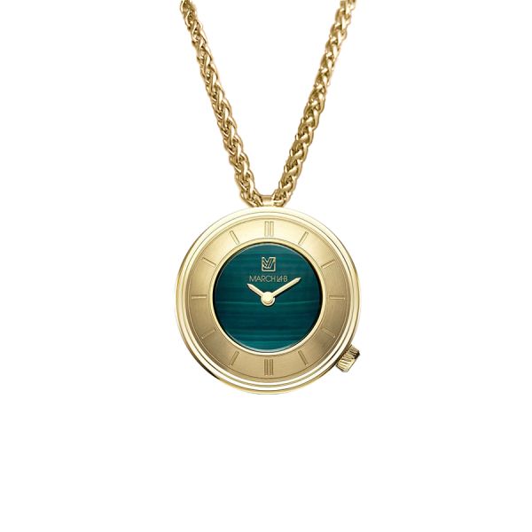 Montre March LA.B Lady Volante Electrique Malachite Sautoir Gold