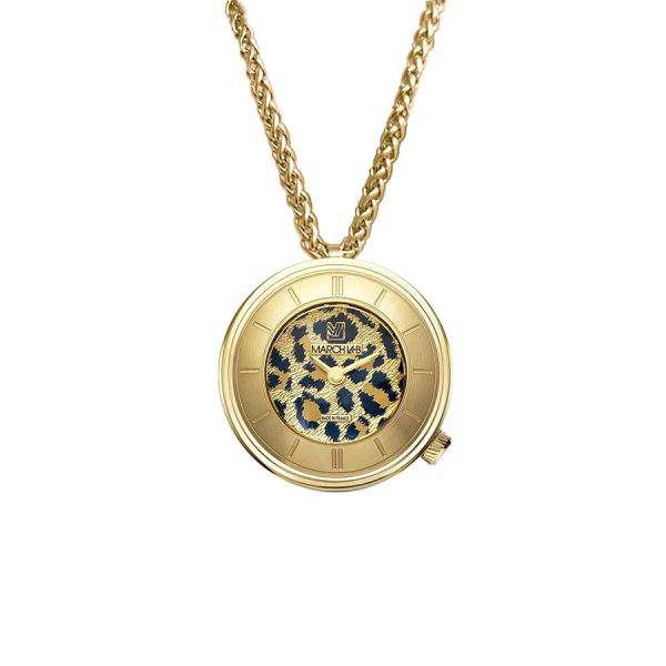 Montre March LA.B Lady Volante Electrique Cheetah Sautoir Doré