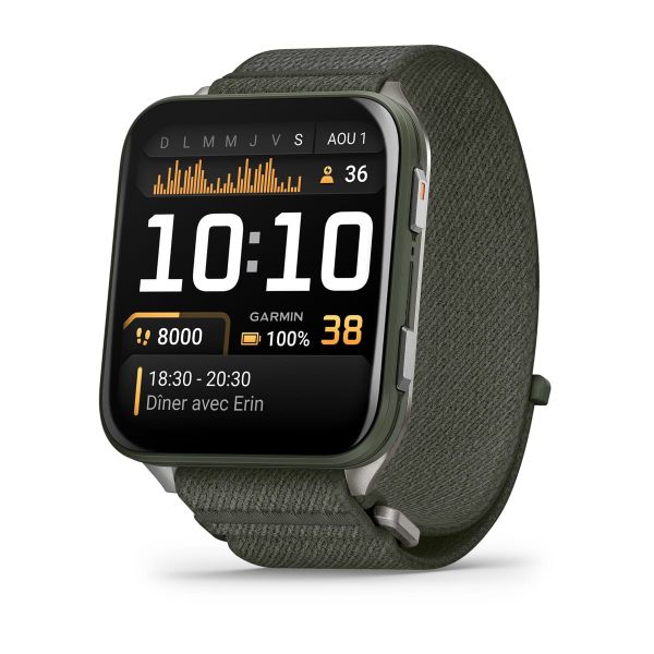 Montre Garmin Venu 3 Black bracelet cuir noir