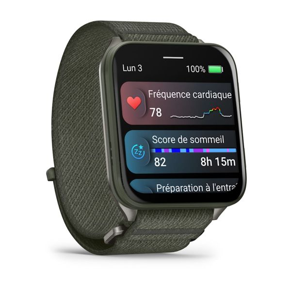 Montre Garmin Venu 3 Black bracelet cuir noir