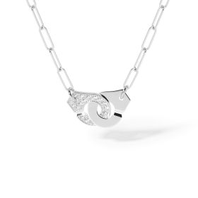 Collier Menottes dinh van Moyen Modèle Or Blanc 1/2 Diamants Chaîne M