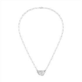 Collier Menottes dinh van Moyen Modèle Or Blanc 1/2 Diamants Chaîne M
