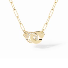 Collier Menottes dinh van Moyen Modèle Or Jaune 1/2 Diamants Chaîne M