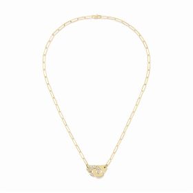 Collier Menottes dinh van Moyen Modèle Or Jaune 1/2 Diamants Chaîne M