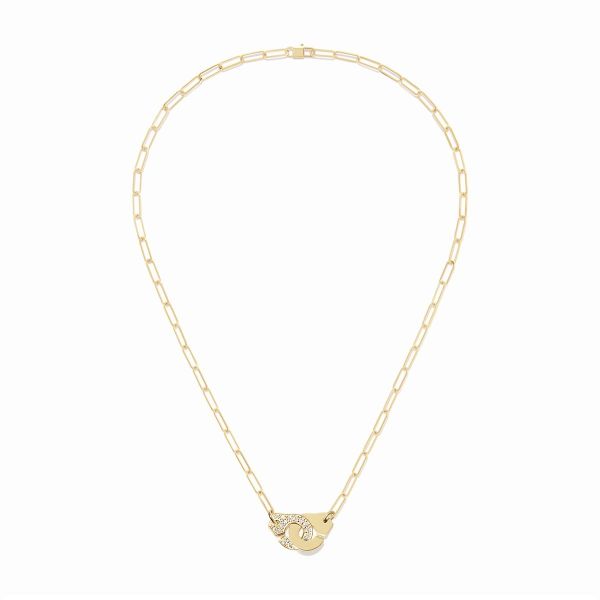 Collier Menottes dinh van Moyen Modèle Or Jaune 1/2 Diamants Chaîne M