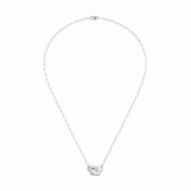 Collier Menottes dinh van Petit Modèle Or Blanc 1/2 Diamants Chaîne S