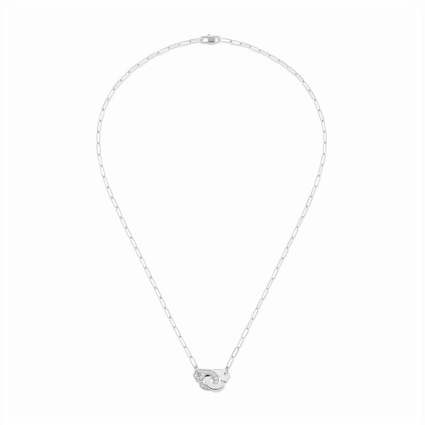 Collier Menottes dinh van Petit Modèle Or Blanc 1/2 Diamants Chaîne S