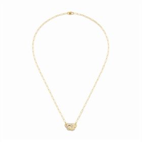 Collier Menottes dinh van Petit Modèle Or Jaune 1/2 Diamants Chaîne S