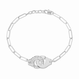 Bracelet Menottes dinh van Moyen Modèle Or Blanc 1/2 Diamants Chaîne M