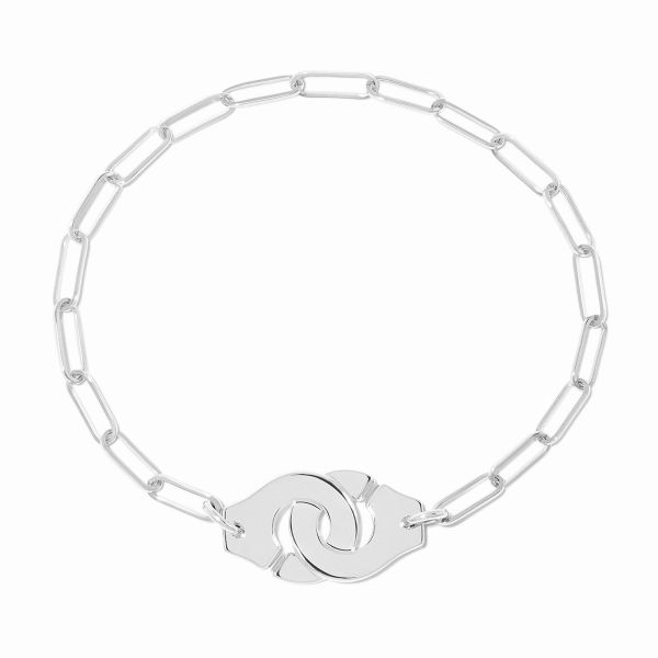 Bracelet Menottes dinh van Moyen Modèle Or Blanc Chaîne M 18cm
