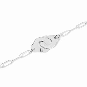 Bracelet Menottes dinh van Moyen Modèle Or Blanc Chaîne M 18cm