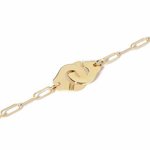 Bracelet Menottes dinh van Moyen Modèle Or Jaune Chaîne M 21cm