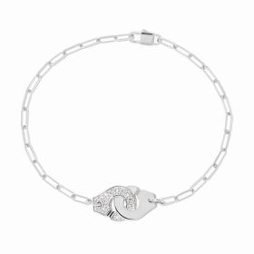 Bracelet Menottes dinh van Petit Modèle Or Blanc 1/2 Diamants Chaîne S