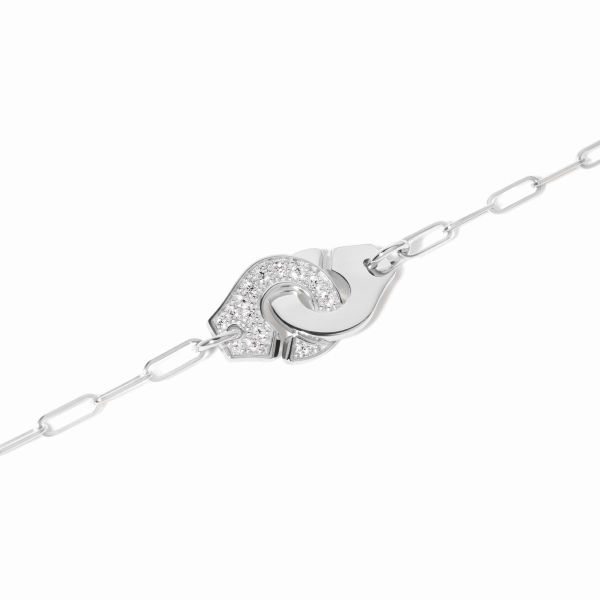 Bracelet Menottes dinh van Petit Modèle Or Blanc 1/2 Diamants Chaîne S