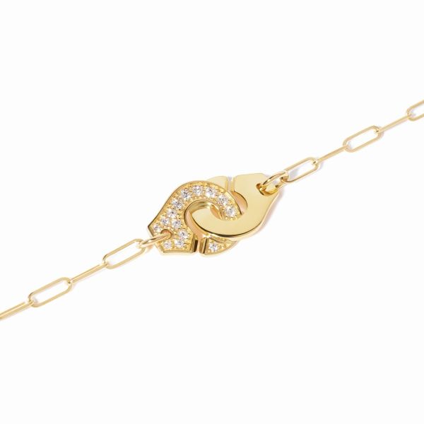 Bracelet Menottes dinh van Petit Modèle Or Jaune 1/2 Diamants Chaîne S