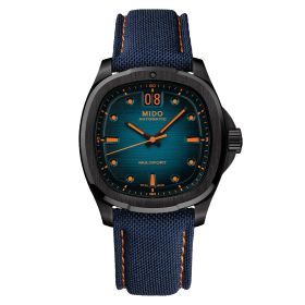 Montre Mido Multifort TV Big Date Bracelet Textile Cadran Bleu