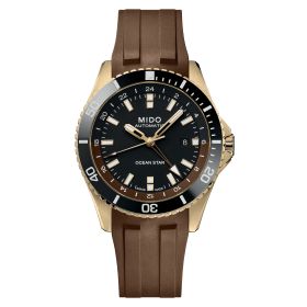 Montre Mido Ocean Star GMT Cadran Noir Bracelet Caoutchouc Brun