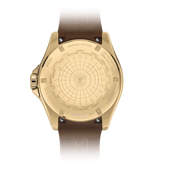 Montre Mido Ocean Star GMT Cadran Noir Bracelet Caoutchouc Brun