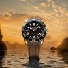 Montre Mido Ocean Star GMT Cadran Noir Bracelet Caoutchouc Brun