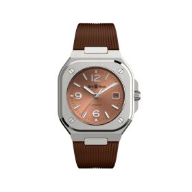 Montre BELL & ROSS BR-05 Copper Brown Steel Bracelet Caoutchouc
