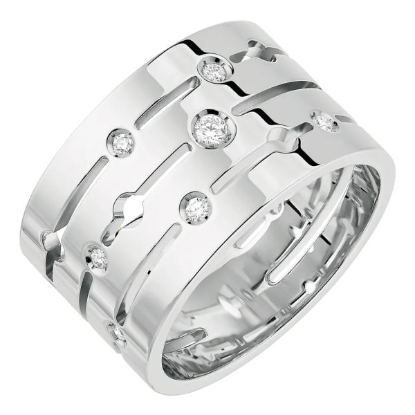 Bague Pulse Dinh VanOr blanc et diamants grand modèle