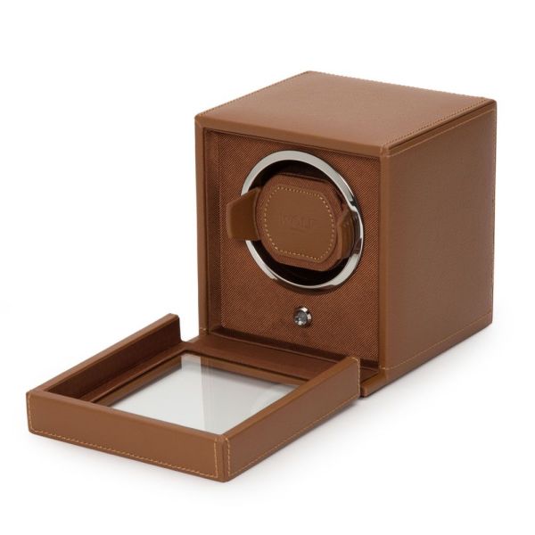 Remontoir WOLF Cube 1 Montre Cognac