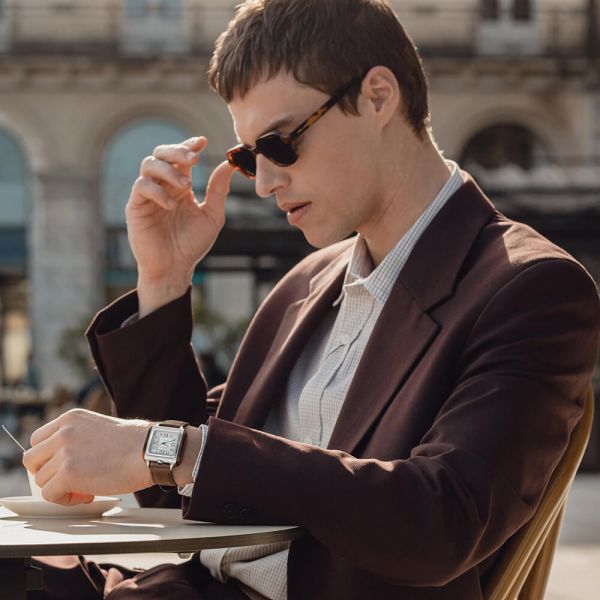 Montre BRISTON Streamliner Kennedy Blanc Bracelet Cuir Brun