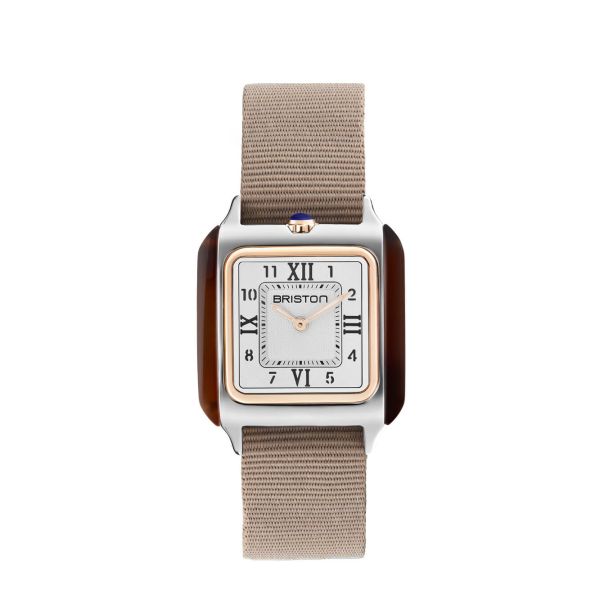 Montre BRISTON Streamliner Kennedy Gold Blanc Bracelet Nylon Beige