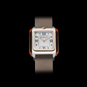 Montre BRISTON Streamliner Kennedy Gold Blanc Bracelet Nylon Beige