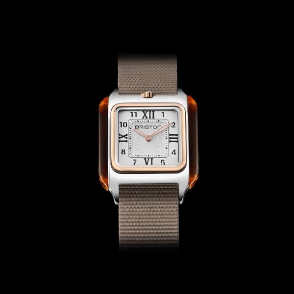 Montre BRISTON Streamliner Kennedy Gold Blanc Bracelet Nylon Beige