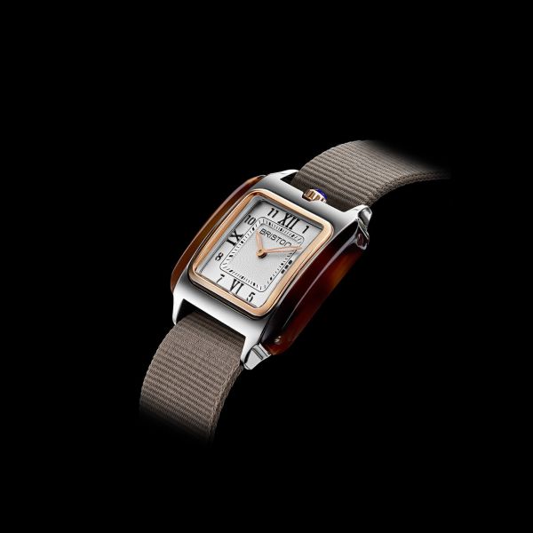 Montre BRISTON Streamliner Kennedy Gold Blanc Bracelet Nylon Beige