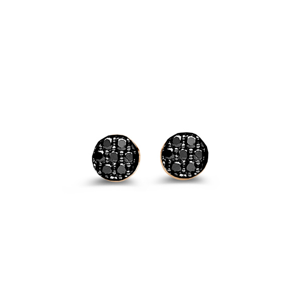 Boucles d'oreilles One More  Eolo Diamants noirs Or Rose