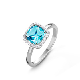 Bague One More  Etna topaze Swiss Blue et Diamants Or Blanc