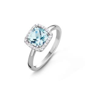 Bague One More  Etna topaze Sky Blue et Diamants Or Blanc