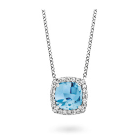 Collier One More  Etna topaze Swiss Blue et Diamants Or Blanc
