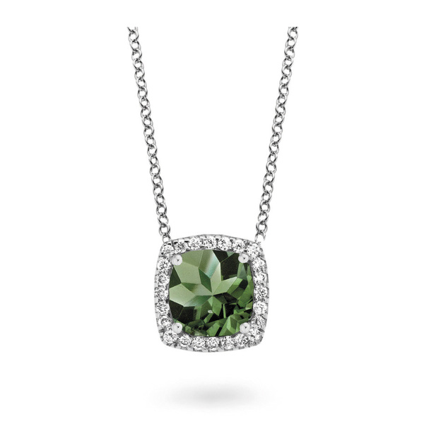 Collier One More  Etna tourmaline verte et Diamants Or Blanc