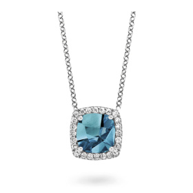 Collier One More  Etna topaze London Blue et Diamants Or Blanc