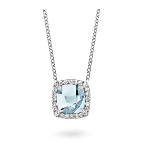 Collier One More  Etna topaze Sky Blue et Diamants Or Blanc