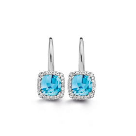 Boucles d'oreilles One More  Etna topaze Swiss Blue et Diamants Or Blanc