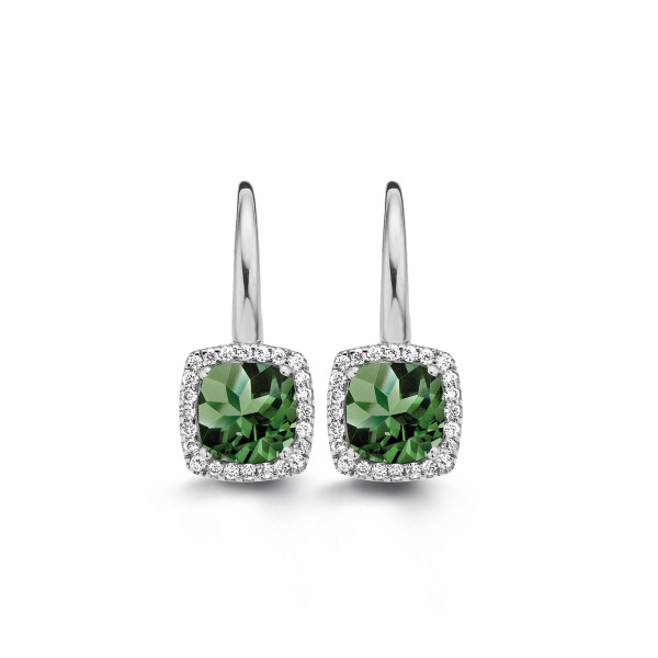 Boucles d'oreilles One More  Etna tourmaline verte et Diamants Or Blanc