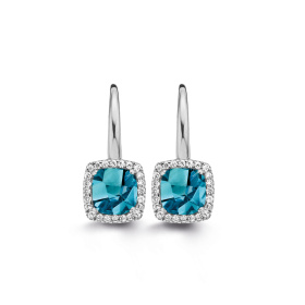 Boucles d'oreilles One More  Etna topaze London Blue et Diamants Or Blanc