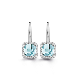 Boucles d'oreilles One More  Etna topaze Sky Blue et Diamants Or Blanc