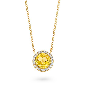 Collier One More  Etna citrine et Diamants Or Jaune