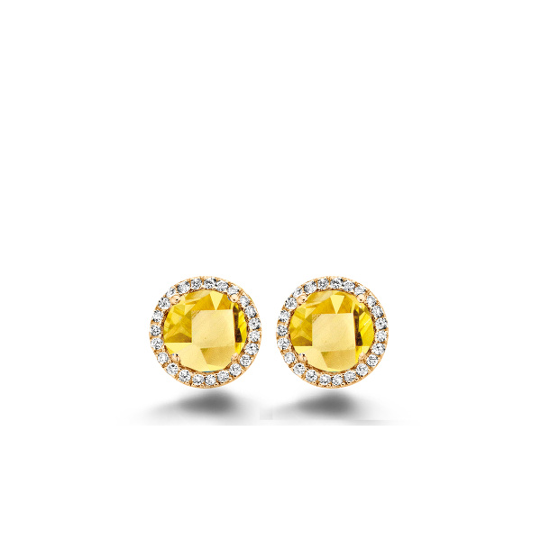Boucles d'oreilles One More  Etna citrine et Diamants Or Jaune