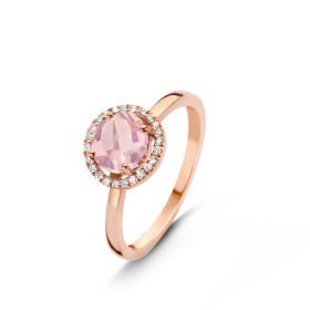 Bague One More  Etna quartz rose et Diamants Or Rose
