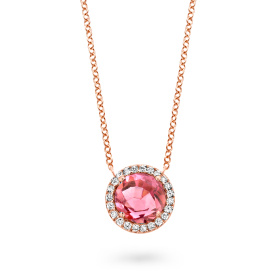 Collier One More  Etna tourmaline rose et Diamants Or Rose