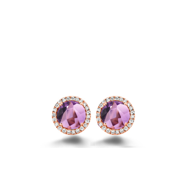 Boucles d'oreilles One More  Etna améthyste et Diamants Or Rose