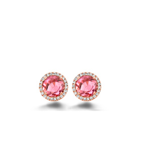 Boucles d'oreilles One More  Etna tourmaline rose et Diamants Or Rose