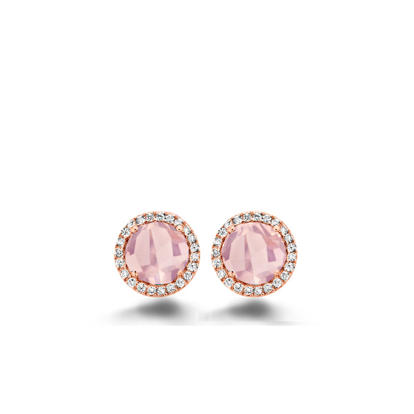 Boucles d'oreilles One More  Etna quartz rose et Diamants Or Rose